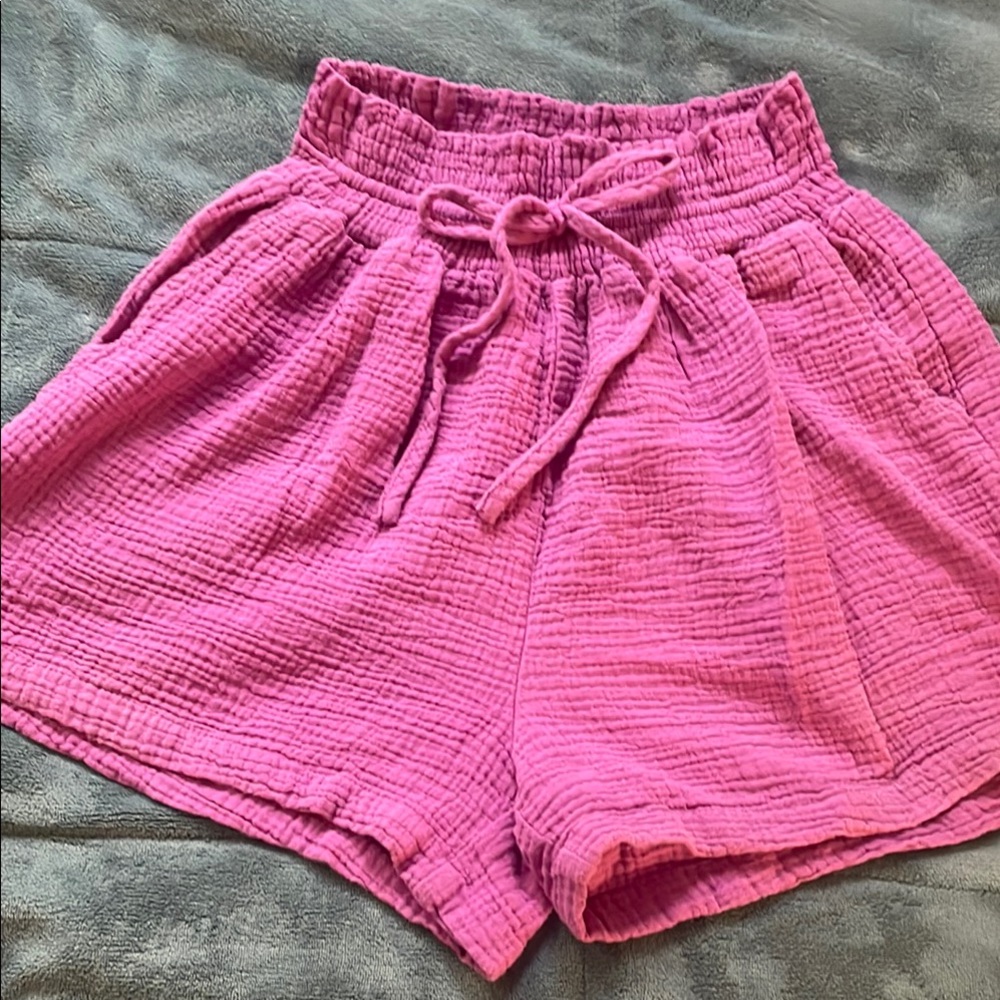 Joie pink cotton gauze shorts with pockets